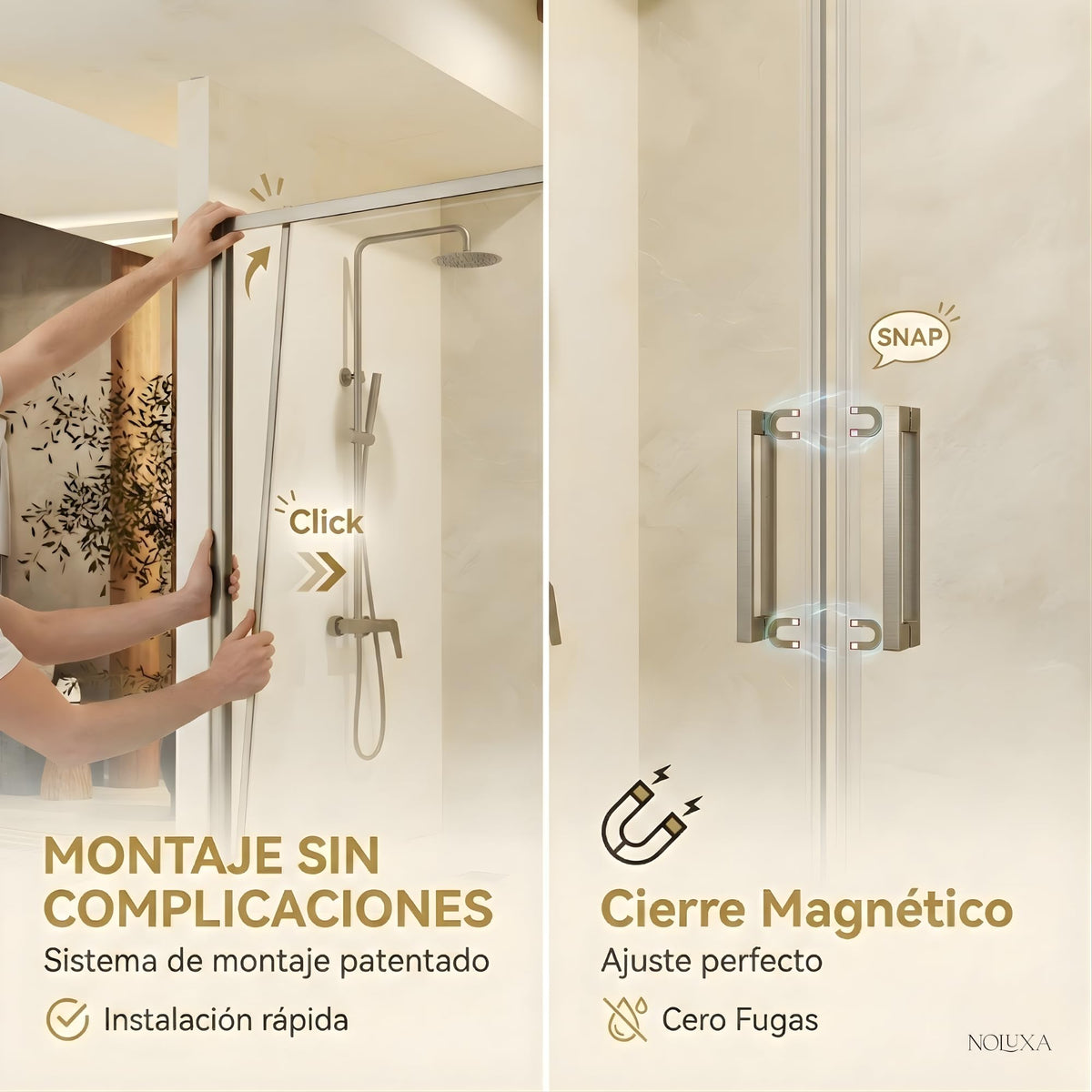 MAMPARA FRONTAL 2 FIJAS + 2 CORREDERAS SERIE STYLO - Níquel Cepillado