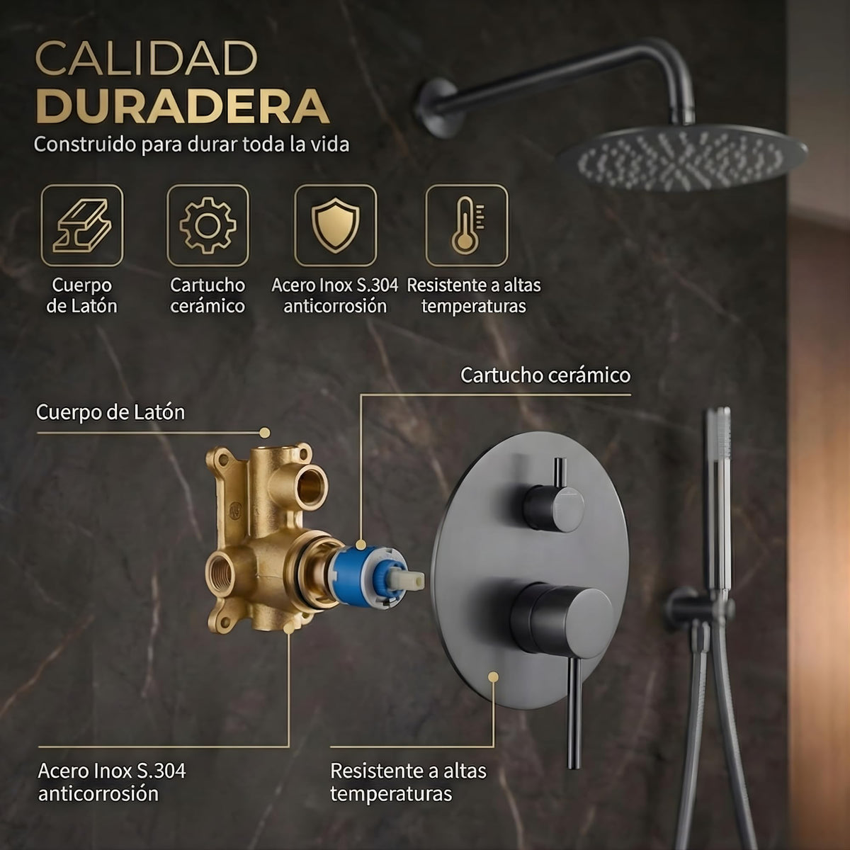DUCHA EMPOTRADA MONOMANDO SERIE TÍVOLI