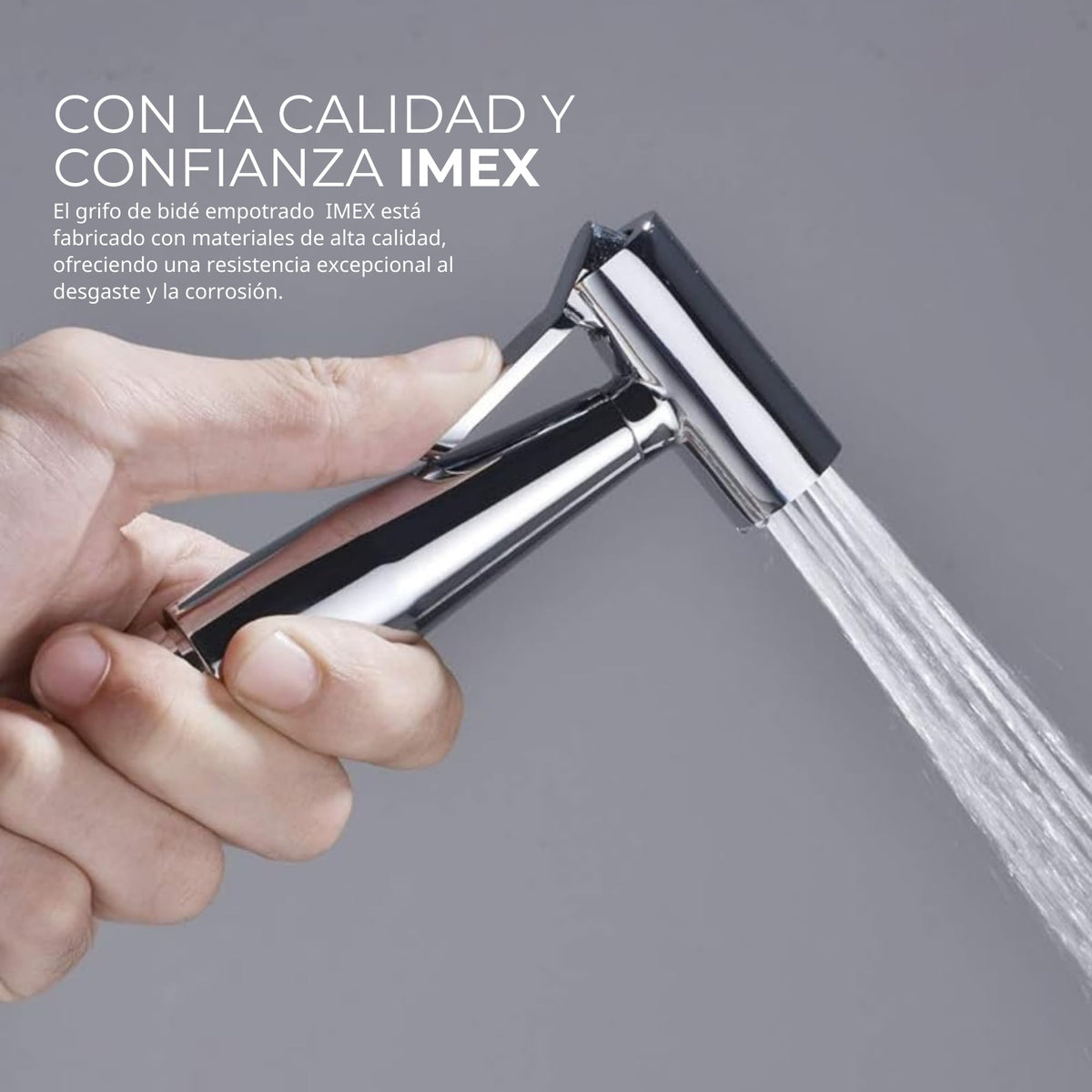 IMEX - Ducha Bidet Agua Fría Color Cromado | Grifo Bidet Empotrado para WC Cromada | Ducha Higiénica Monomando para Inodoro | Grifería Sustituto de Bidé | Serie Ness Cromado