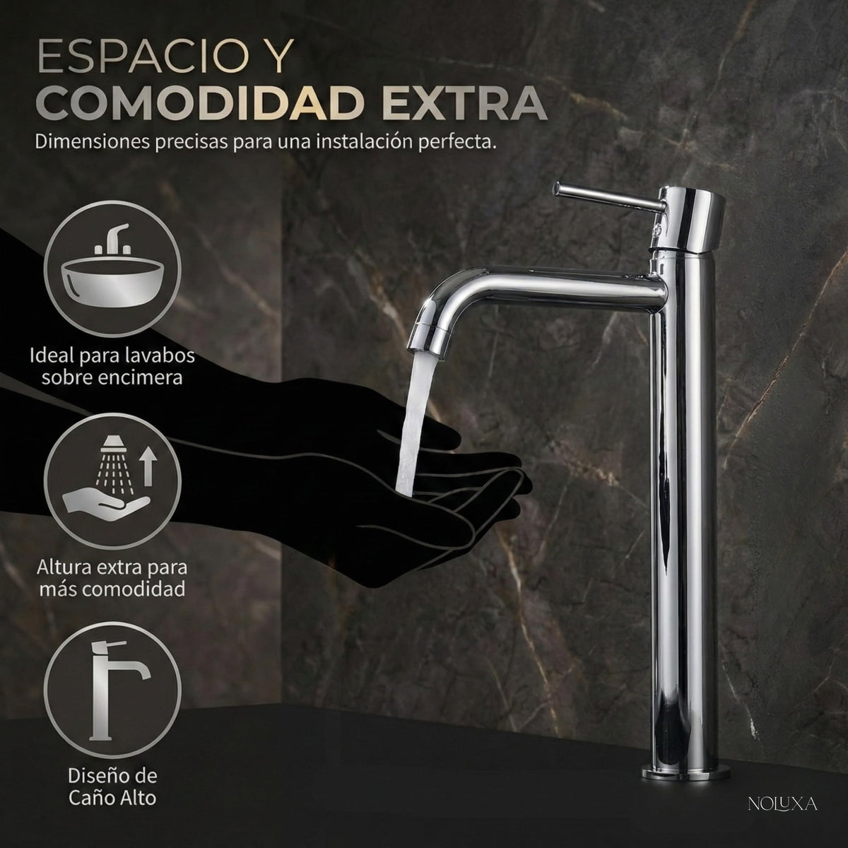 GRIFO LAVABO CAÑO ALTO MONOMANDO SERIE MONZA