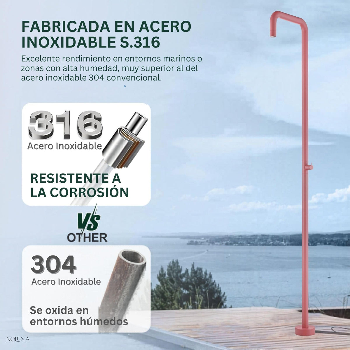 DUCHA PISCINA EXTERIOR EN ACERO INOX. S.316 SERIE UTAH