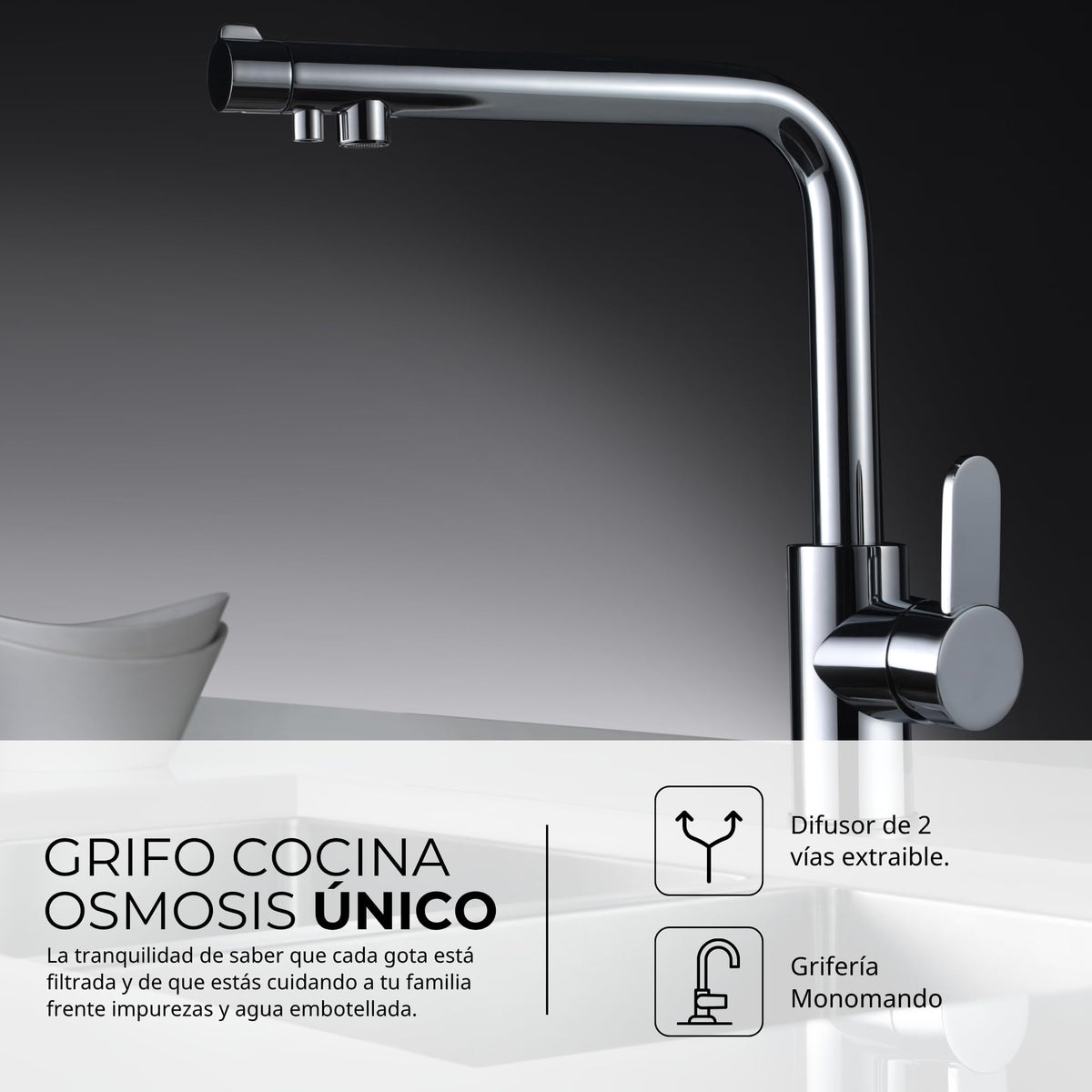 GRIFERÍA DE COCINA OSMOSIS MONTECARLO SERIE MONTECARLO Cromado