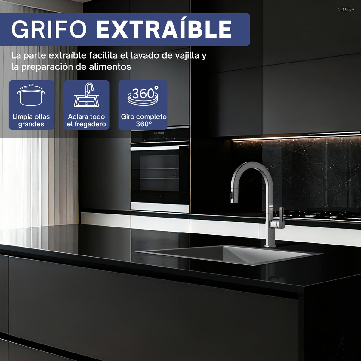 GRIFO DE COCINA EXTRAÍBLE CON DIFUSOR SERIE CANADA