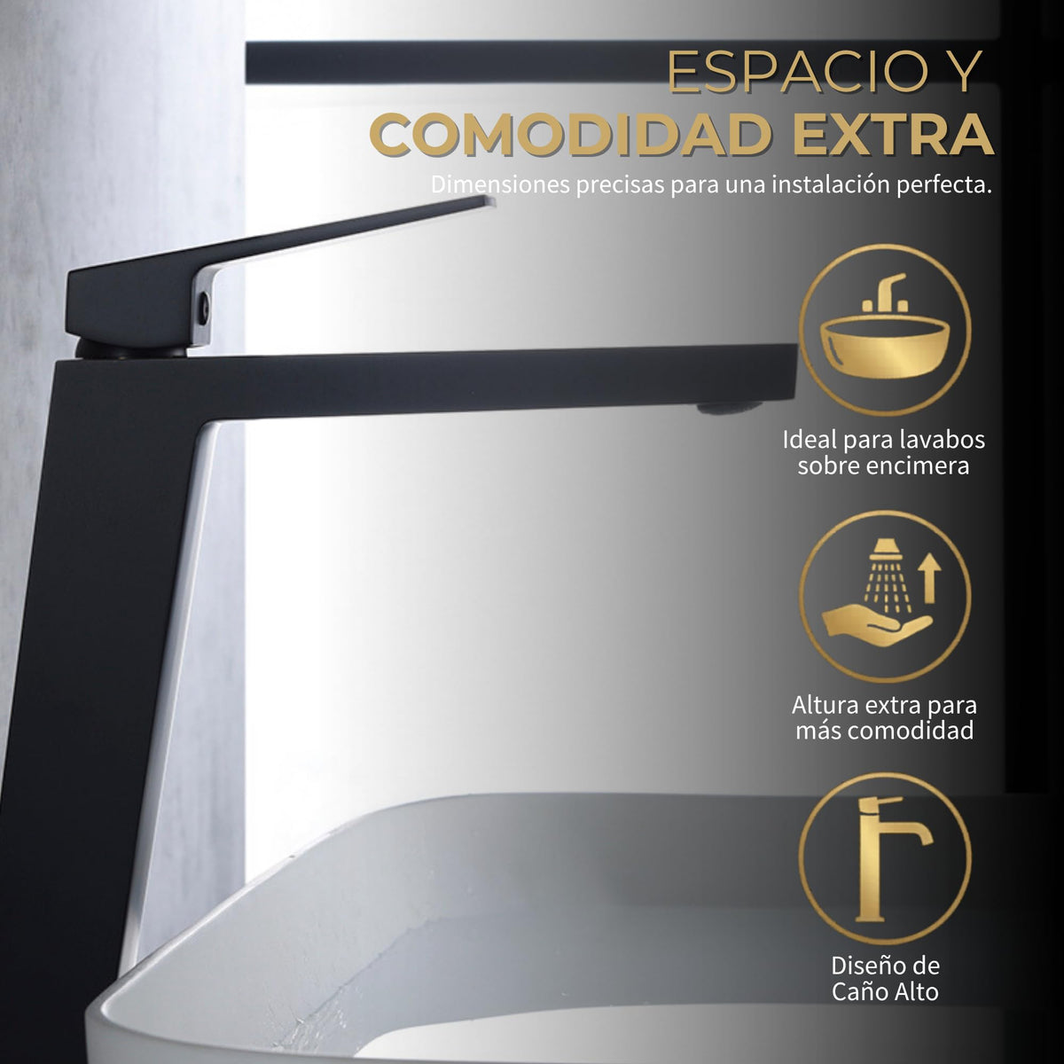 GRIFO LAVABO CAÑO ALTO MONOMANDO SERIE ART