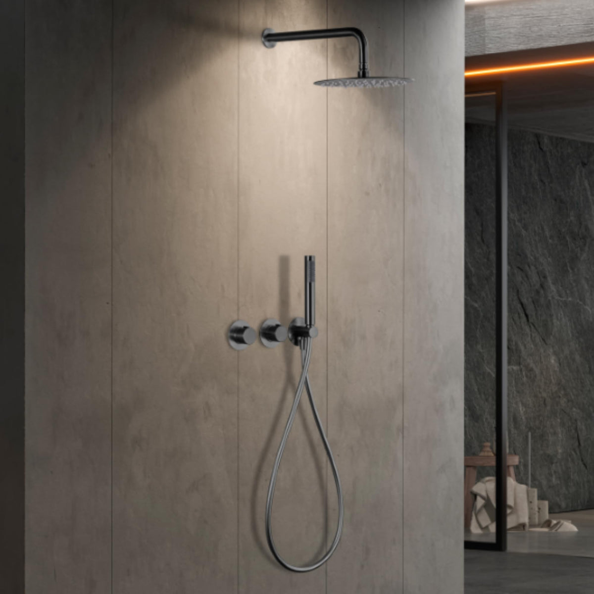 CONJUNTO DUCHA TERMOSTÁTICO EMPOTRADO ASSEN Black Gun Metal