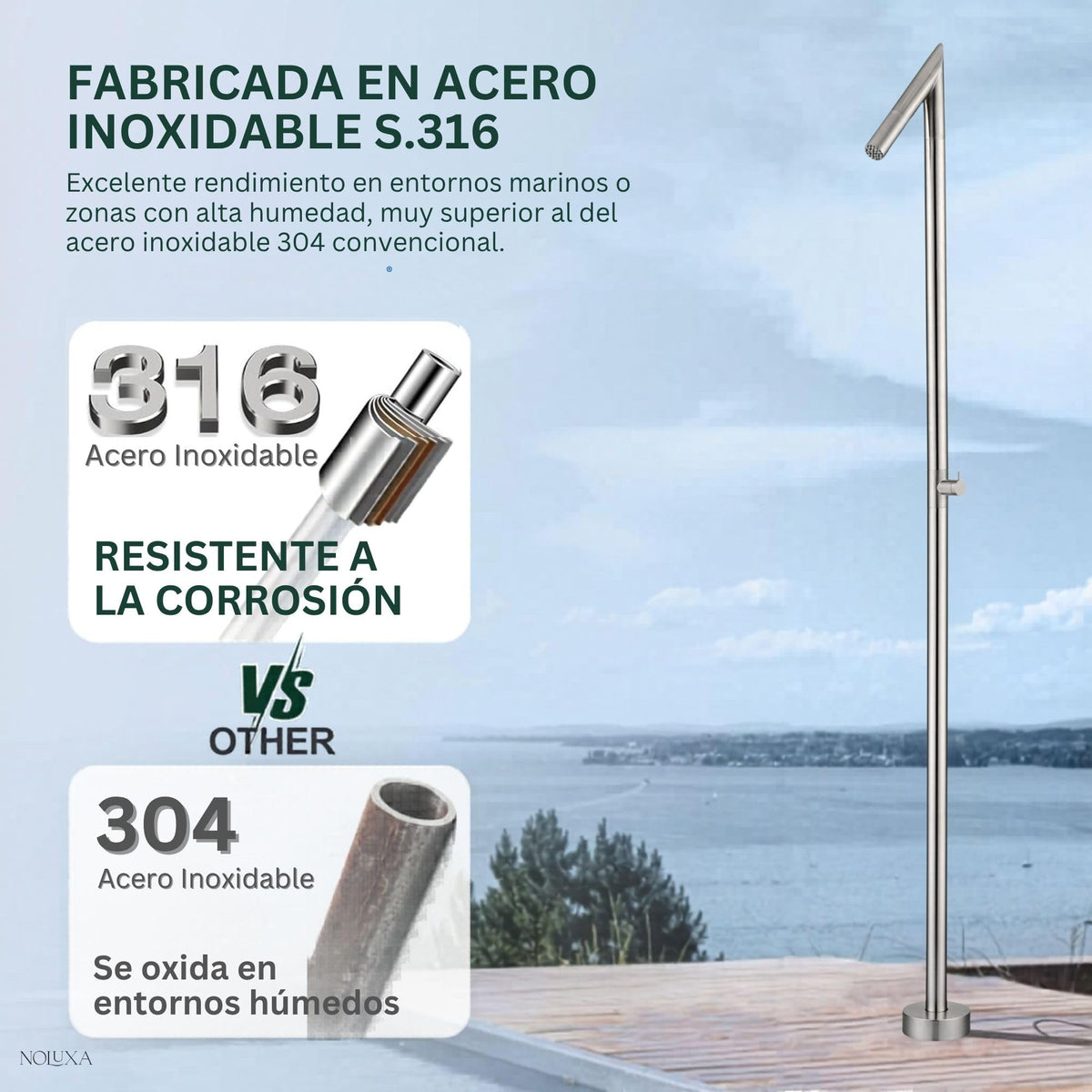 DUCHA PISCINA EXTERIOR EN ACERO INOX. S.316 SERIE OKLAHOMA