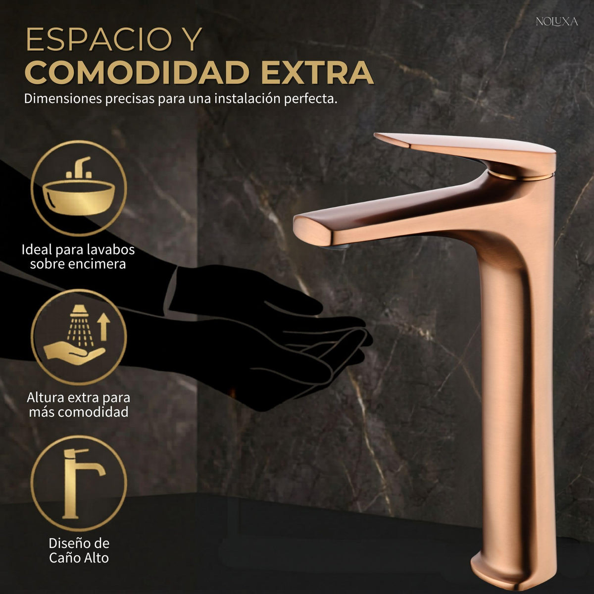 GRIFO LAVABO CAÑO ALTO MONOMANDO SERIE DELOS