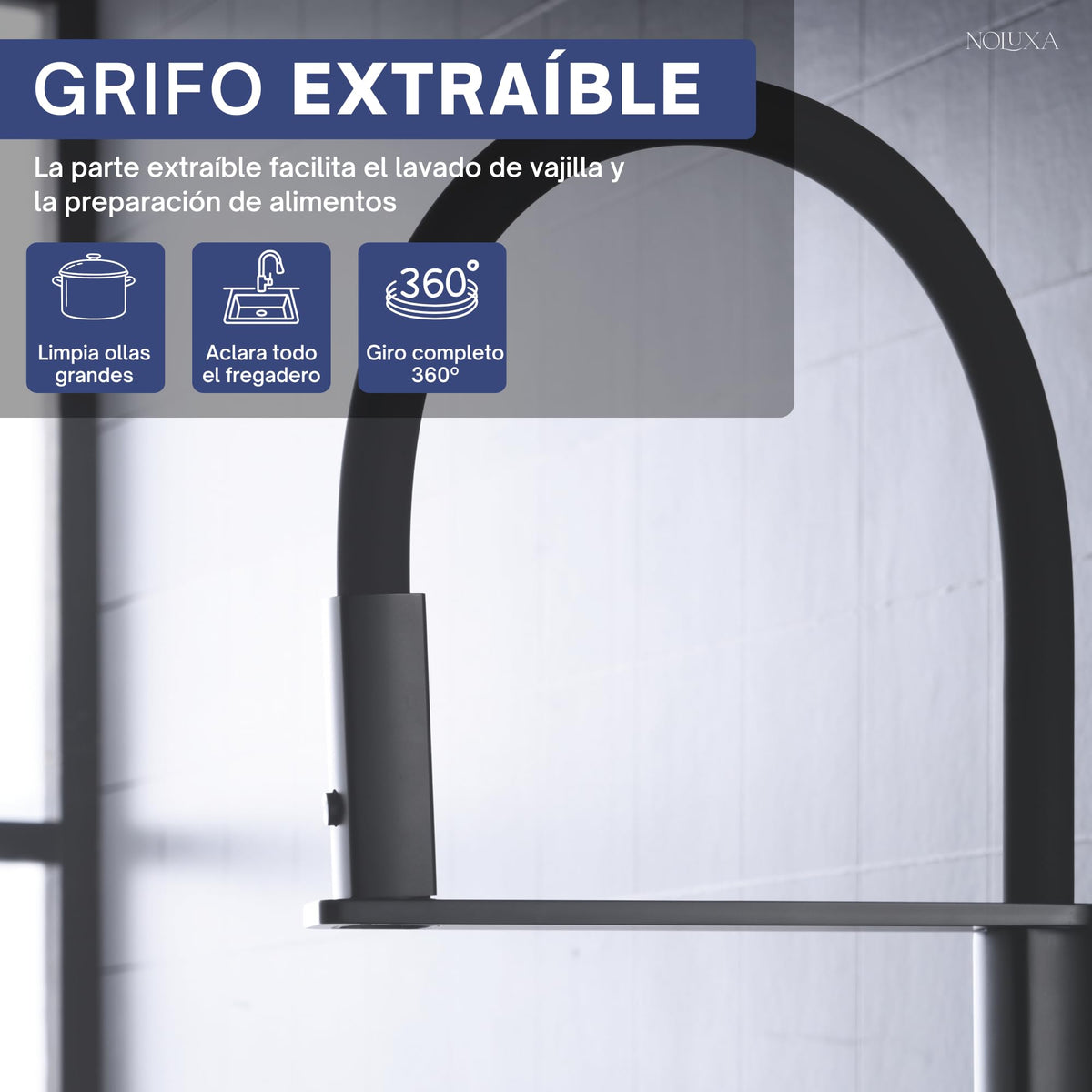 GRIFO DE COCINA EXTRAÍBLE CON DIFUSOR SERIE MENORCA