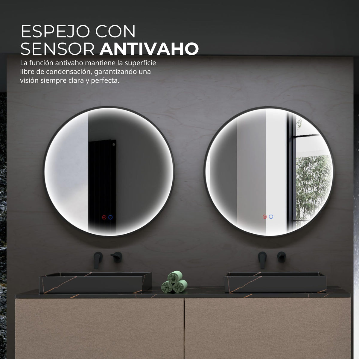 ESPEJO NEPAL 100cm Negro Mate