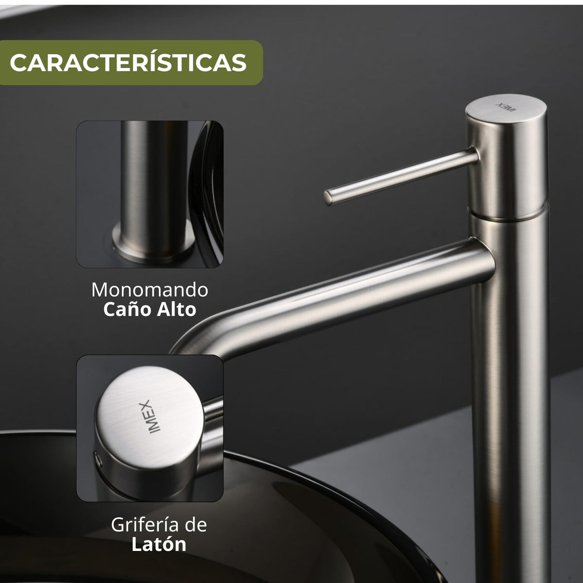 GRIFO LAVABO CAÑO ALTO MONOMANDO SERIE MONZA