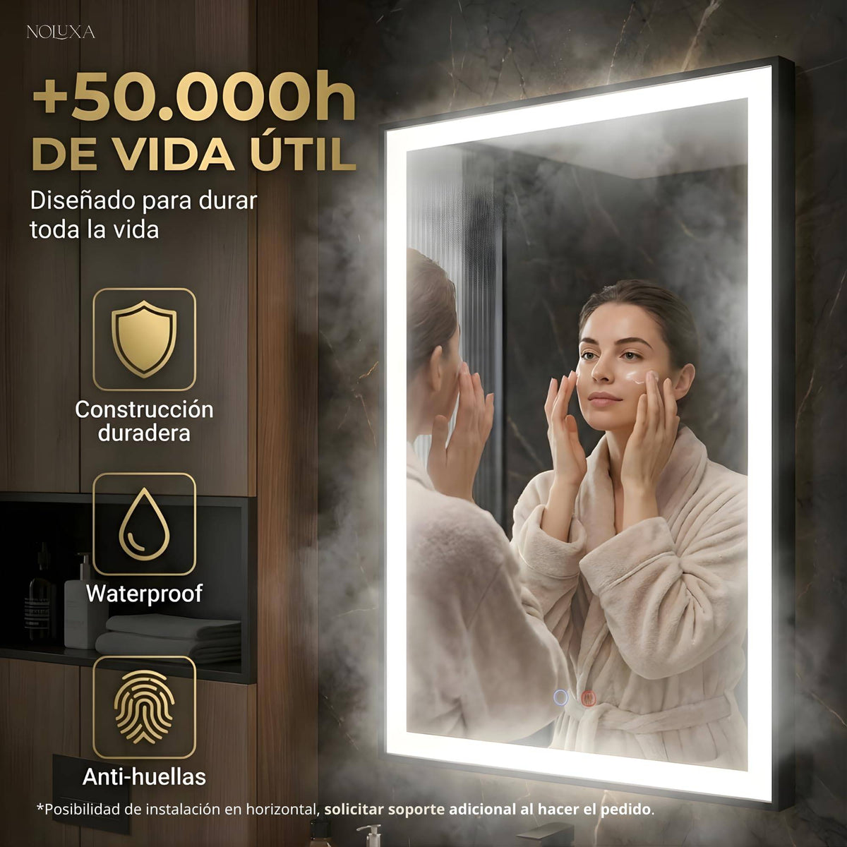 ESPEJO BAÑO CON LUZ LED Y ANTIVAHO SERIE SUIZA