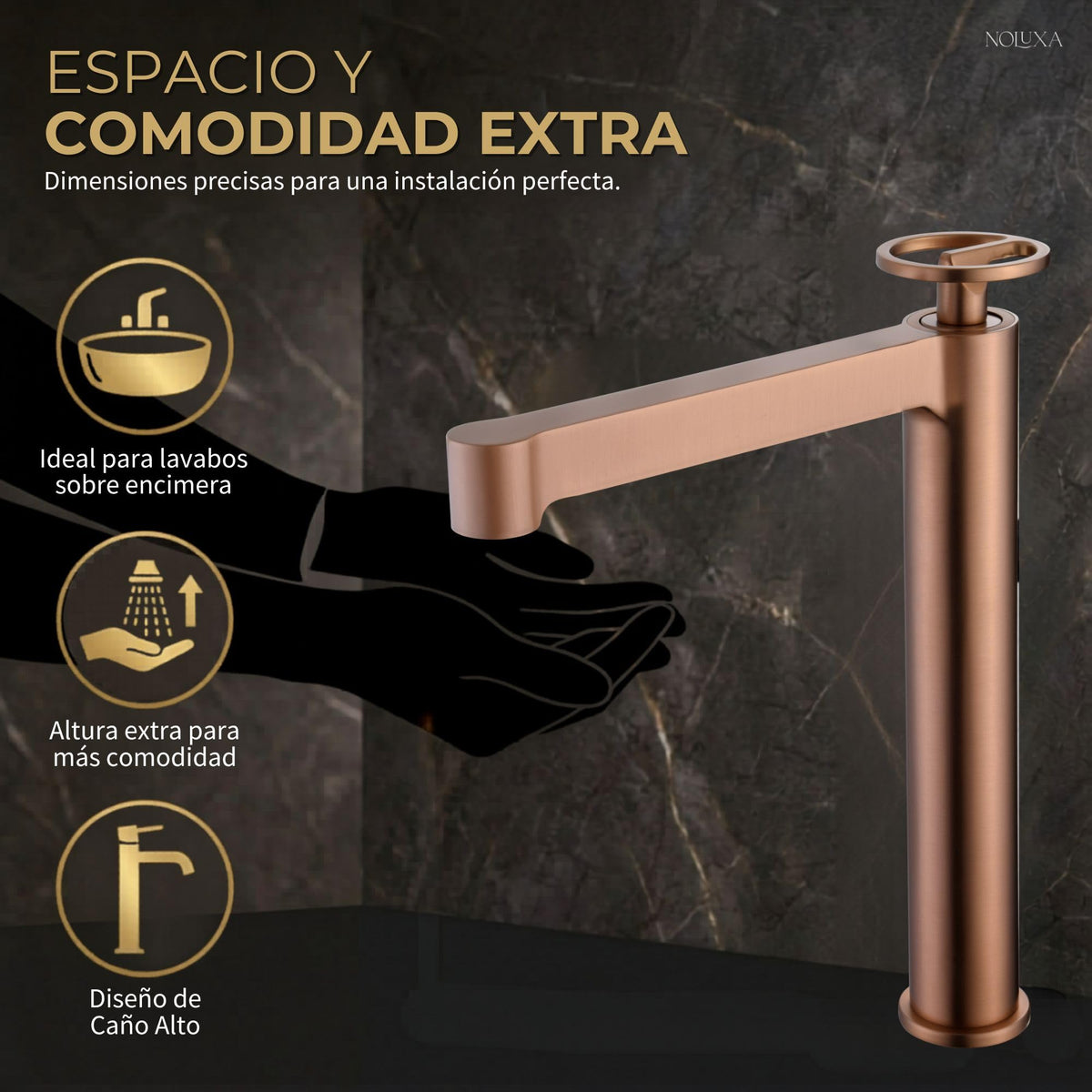GRIFO LAVABO CAÑO ALTO MONOMANDO SERIE OLIMPO