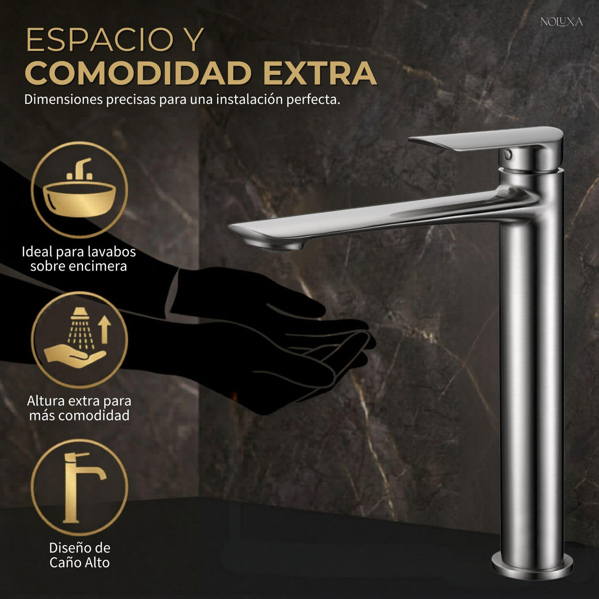 GRIFO LAVABO CAÑO ALTO MONOMANDO SERIE URAL