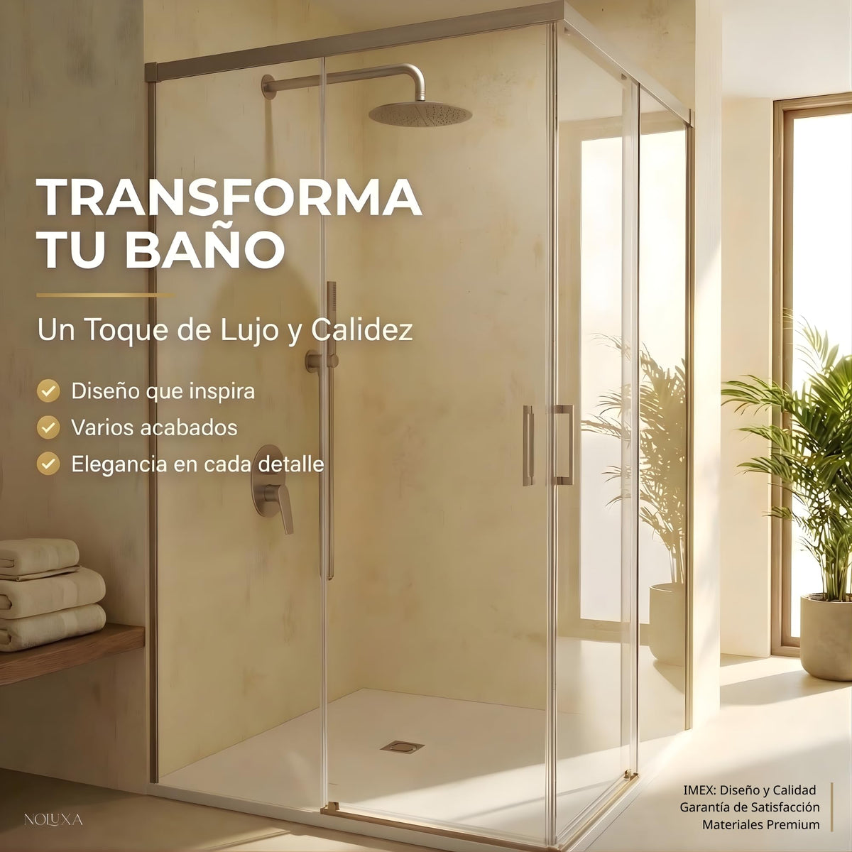 MAMPARA ANGULAR 2 FIJAS + 2 CORREDERAS SERIE STYLO - Níquel Cepillado