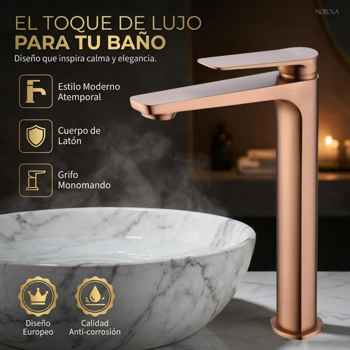 GRIFO LAVABO CAÑO ALTO MONOMANDO SERIE NÁPOLES