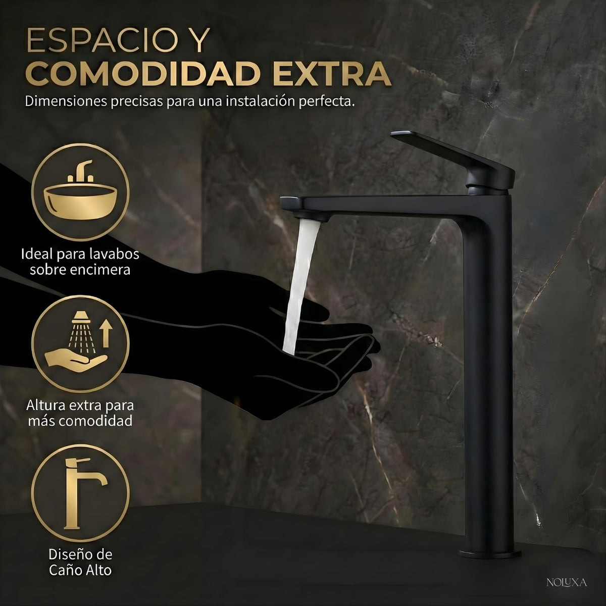 GRIFO LAVABO CAÑO ALTO MONOMANDO SERIE NÁPOLES