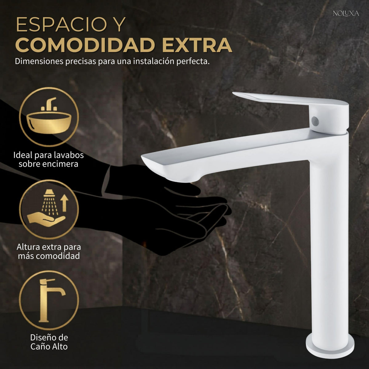 MONOMANDO LAVABO ALTO LÚXOR Blanco Mate