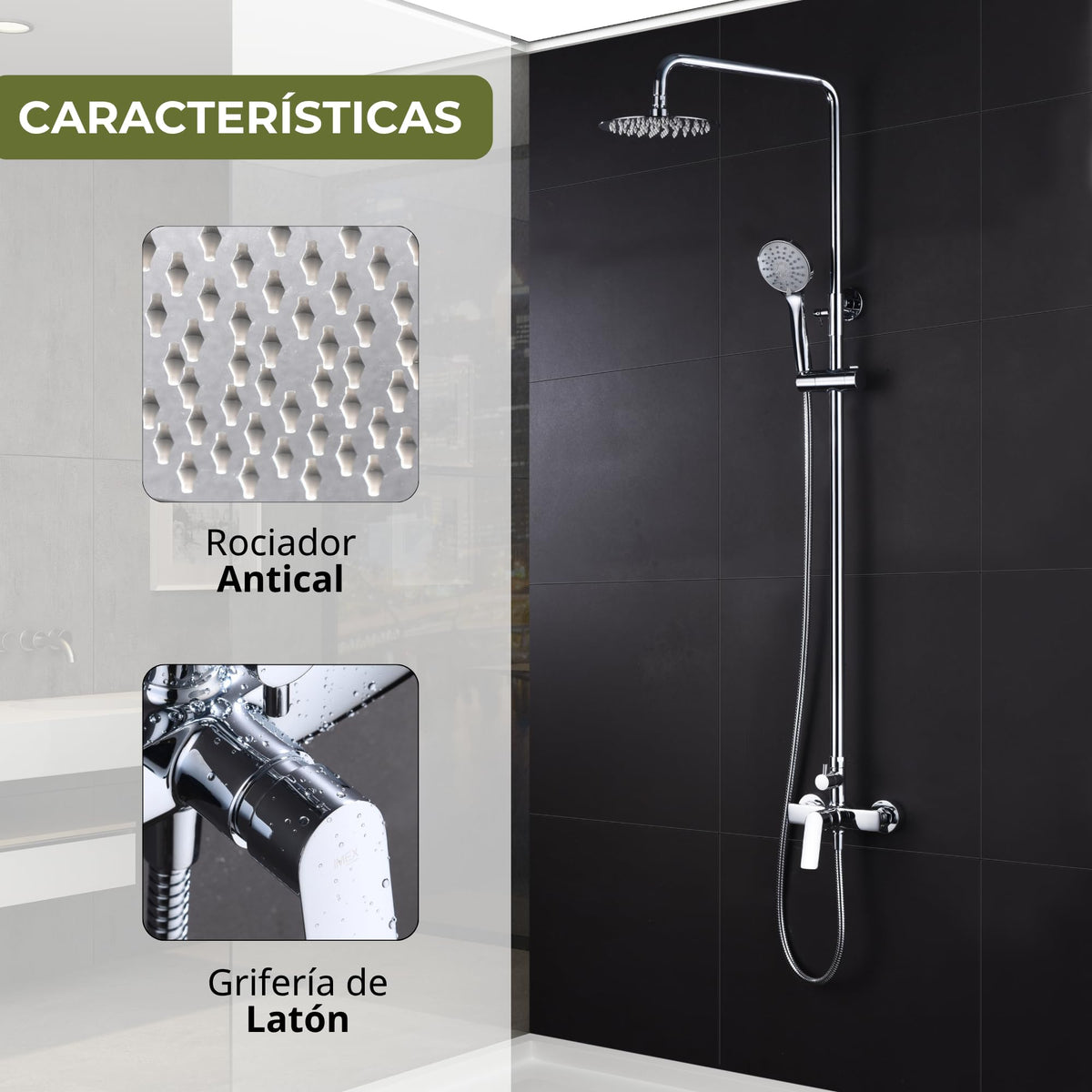 CONJUNTO DUCHA MONOMANDO LÚXOR Cromado