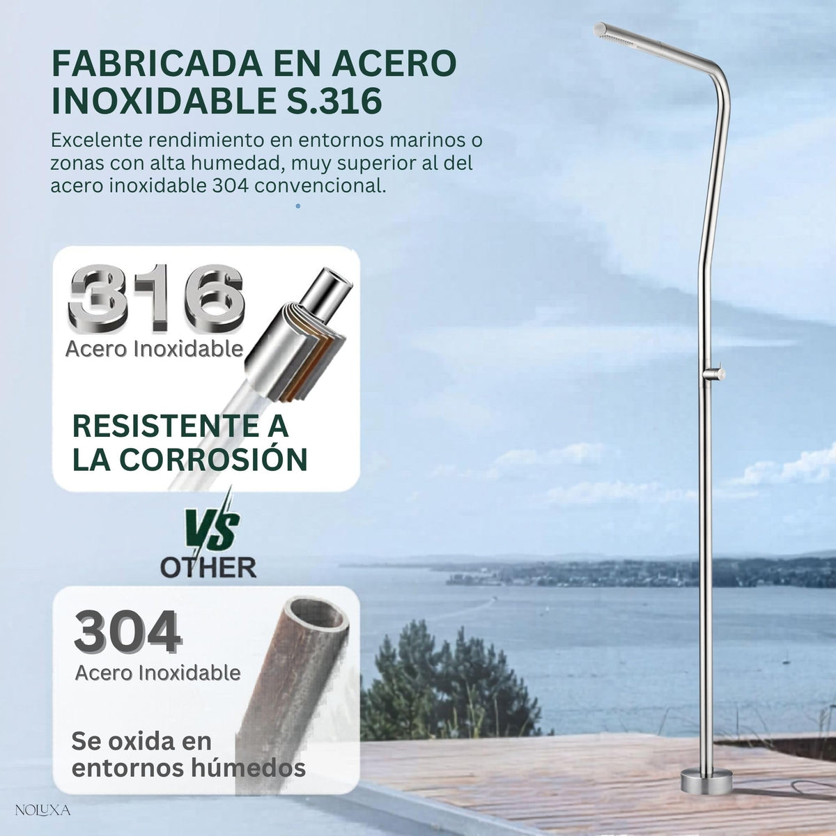 DUCHA PISCINA EXTERIOR EN ACERO INOX. S.316 SERIE NEVADA