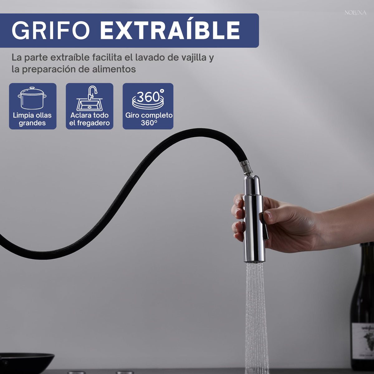 GRIFO DE COCINA EXTRAÍBLE CON DIFUSOR SERIE TURÍN
