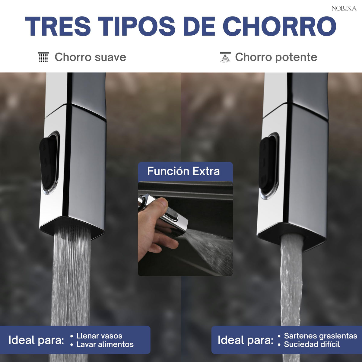 GRIFO DE COCINA EXTRAÍBLE CON DIFUSOR SERIE CANADA
