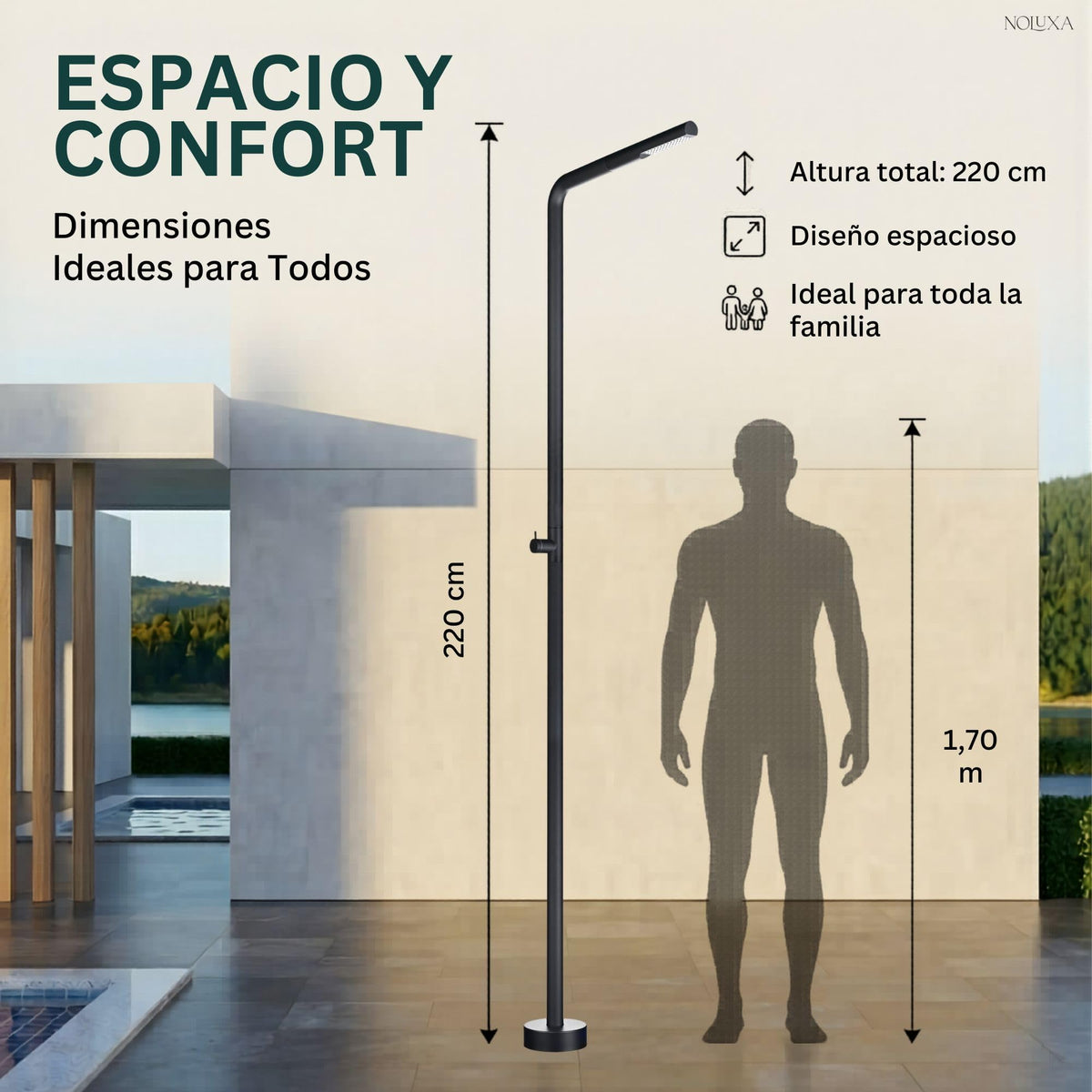 DUCHA PISCINA EXTERIOR EN ACERO INOX. S.316 SERIE TEXAS
