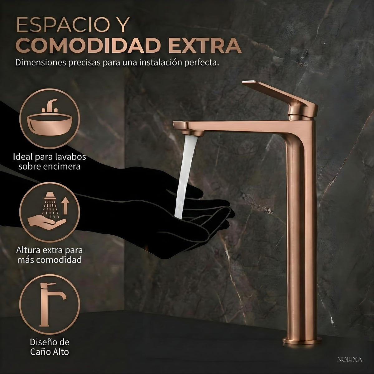 GRIFO LAVABO CAÑO ALTO MONOMANDO SERIE NÁPOLES
