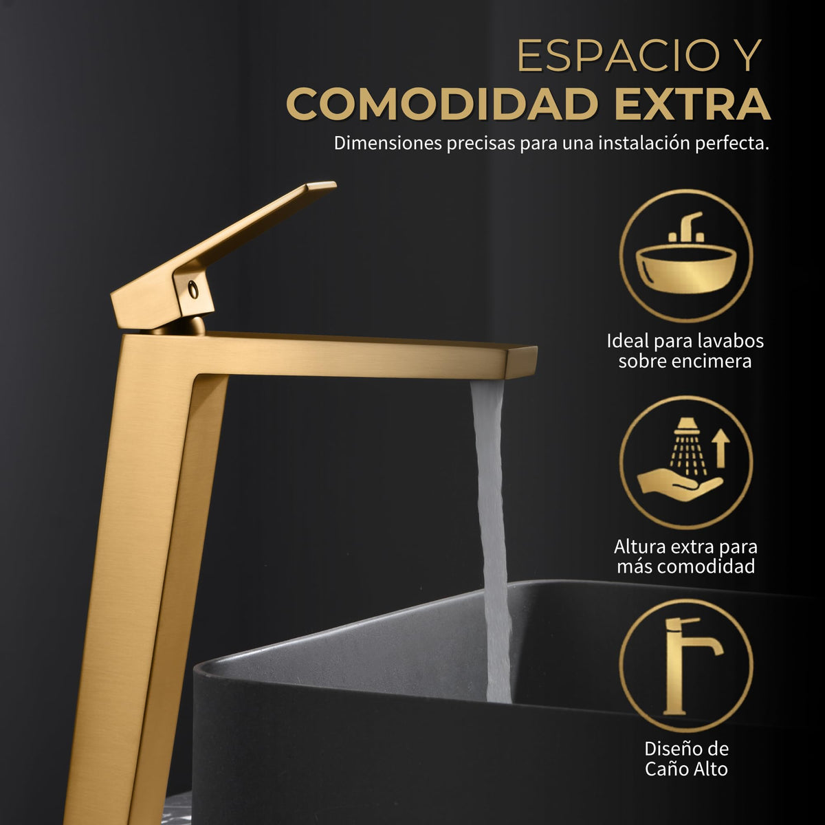 GRIFO LAVABO CAÑO ALTO MONOMANDO SERIE ART