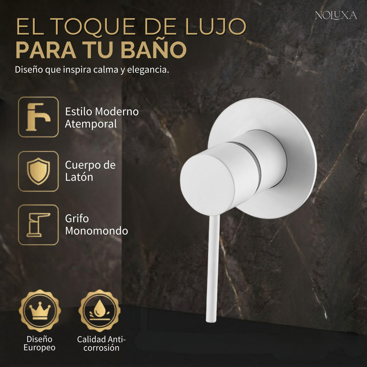 MONOMANDO EMPOTRADO LAVABO MILOS STICK Blanco Mate