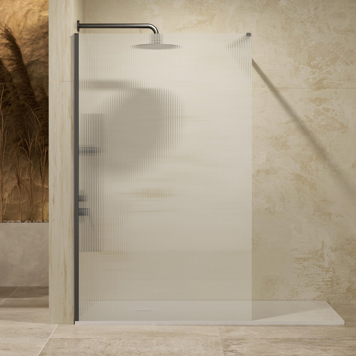 MAMPARA FIJO SCREEN WAVES 100 x 200 cm Black Gun Metal