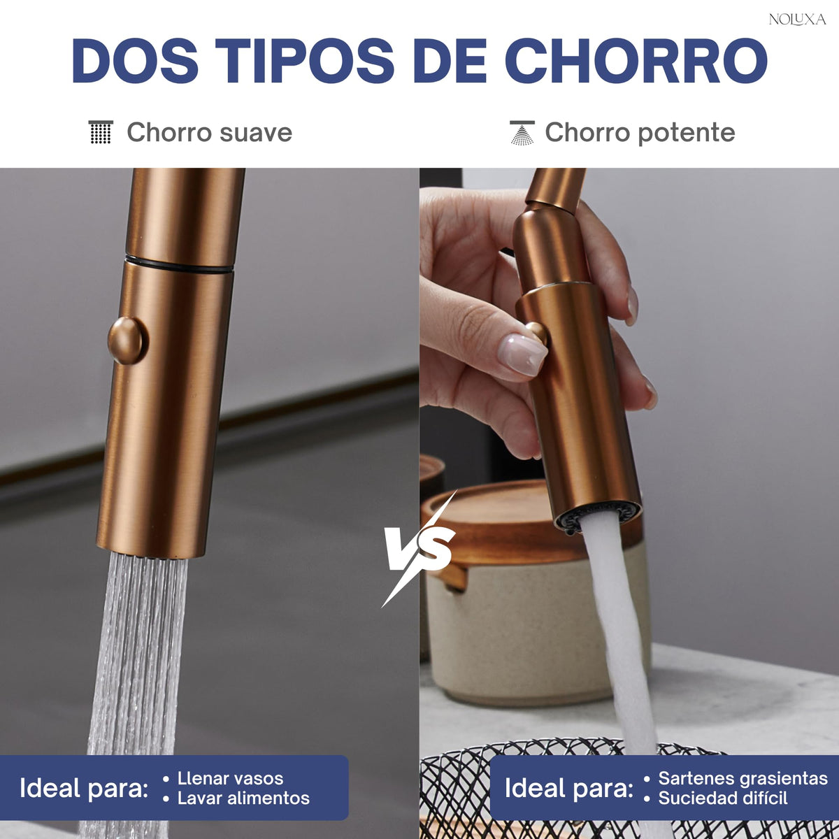 GRIFO DE COCINA EXTRAÍBLE CON DIFUSOR SERIE NIZA