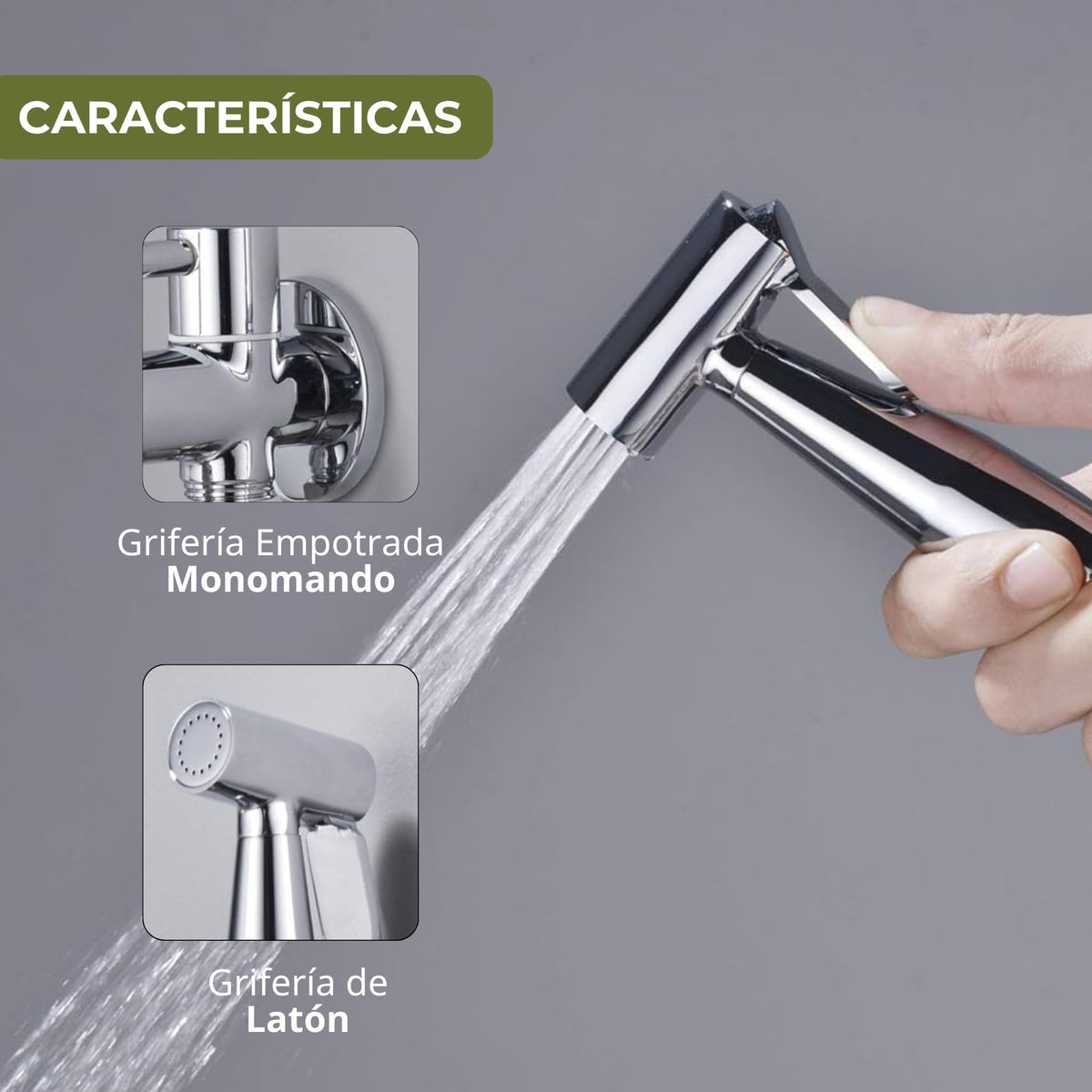 IMEX - Ducha Bidet Agua Fría Color Cromado | Grifo Bidet Empotrado para WC Cromada | Ducha Higiénica Monomando para Inodoro | Grifería Sustituto de Bidé | Serie Ness Cromado