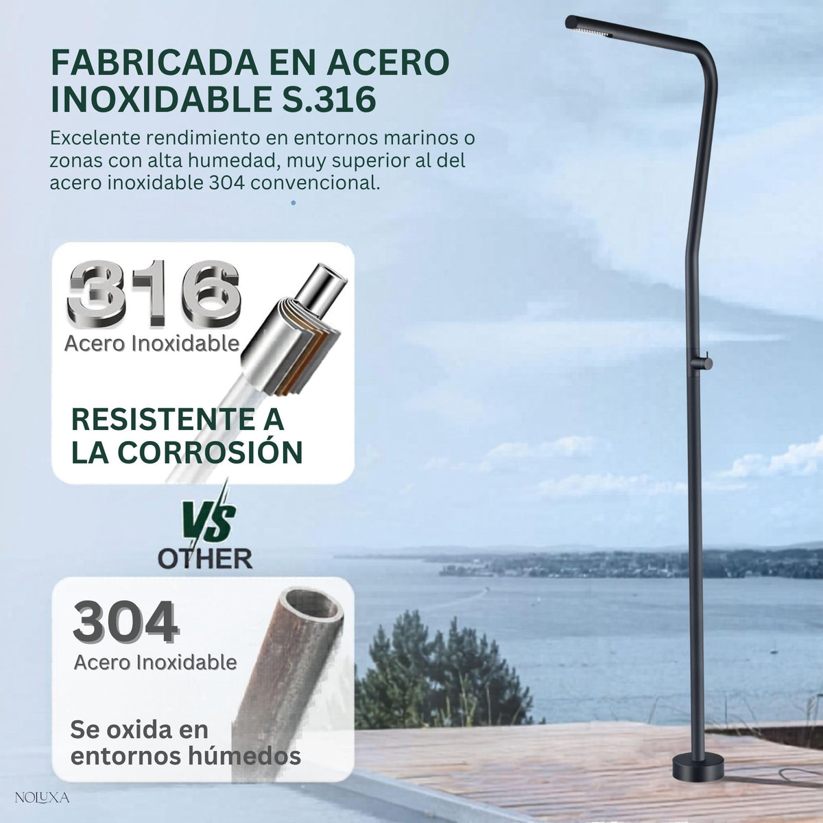 DUCHA PISCINA EXTERIOR EN ACERO INOX. S.316 SERIE NEVADA