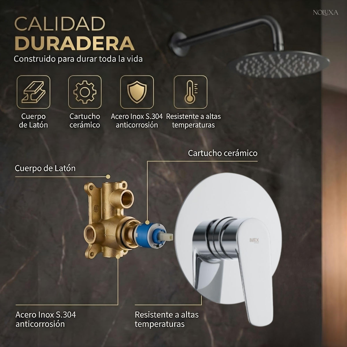 DUCHA EMPOTRADA 1 VÍA SERIE BÉLGICA (SIN ROCIADOR)