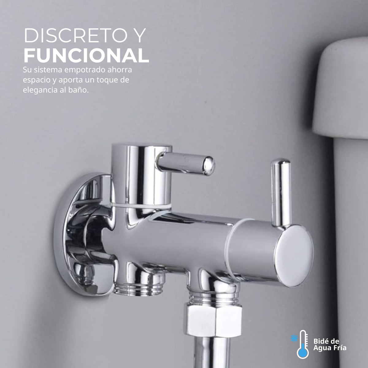 IMEX - Ducha Bidet Agua Fría Color Cromado | Grifo Bidet Empotrado para WC Cromada | Ducha Higiénica Monomando para Inodoro | Grifería Sustituto de Bidé | Serie Ness Cromado