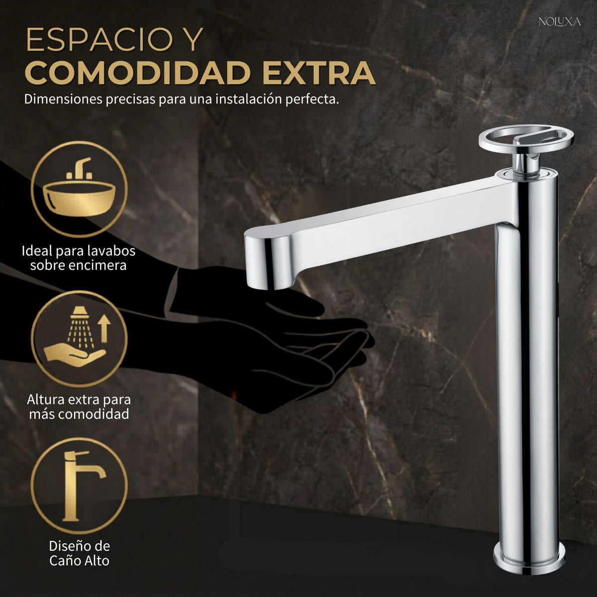 GRIFO LAVABO CAÑO ALTO MONOMANDO SERIE OLIMPO
