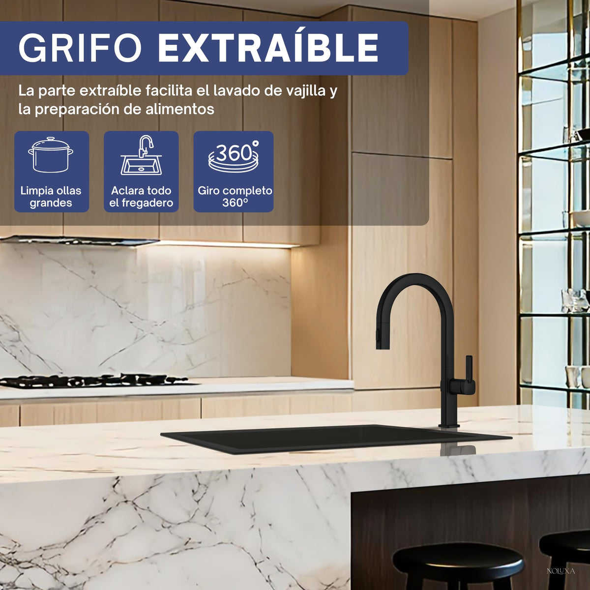 GRIFO DE COCINA EXTRAÍBLE CON DIFUSOR SERIE CANADA
