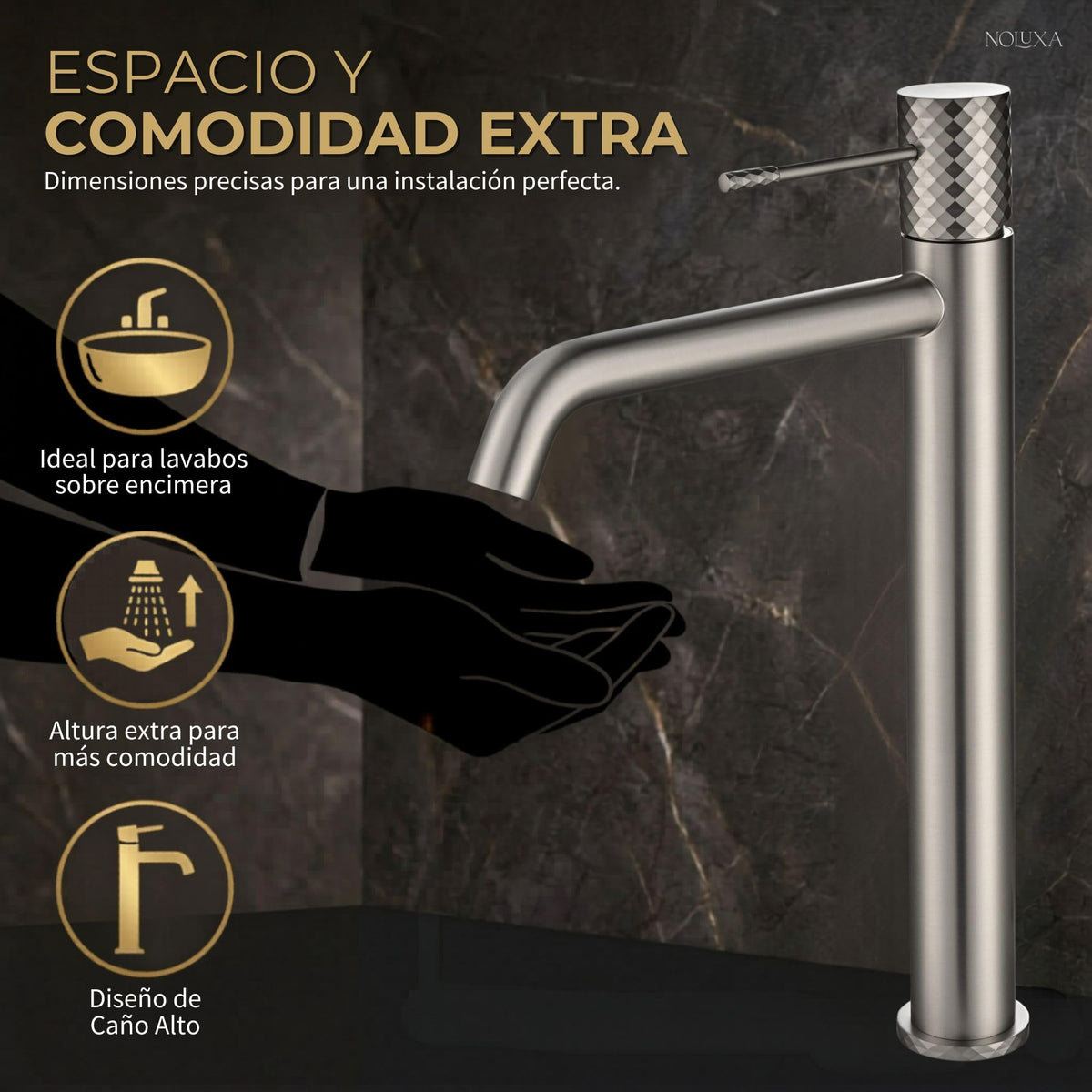 GRIFO LAVABO CAÑO ALTO MONOMANDO SERIE GÉNOVA
