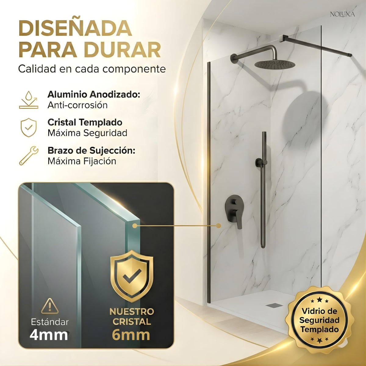 MAMPARA FIJA TRANSPARENTE SERIE SCREEN 6MM - Black Gun Metal