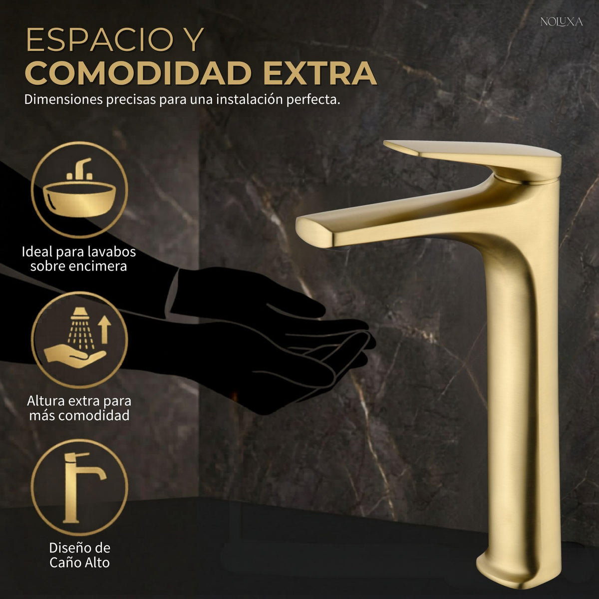 GRIFO LAVABO CAÑO ALTO MONOMANDO SERIE DELOS