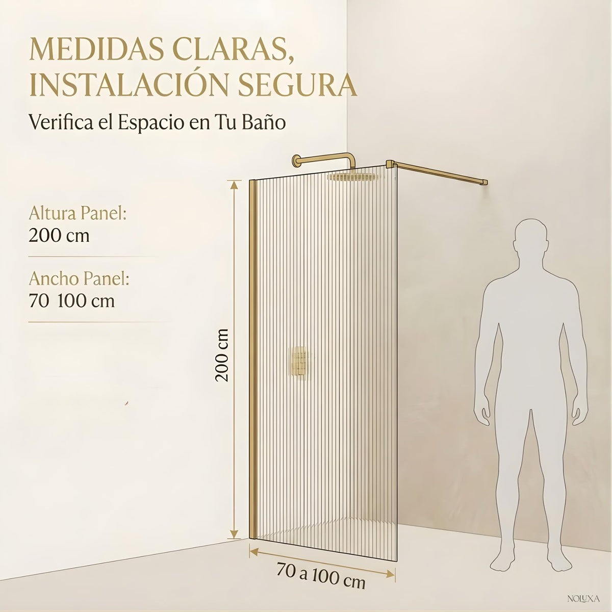MAMPARA FIJO SCREEN WAVES 100 x 200 cm Oro Rosa Cepillado