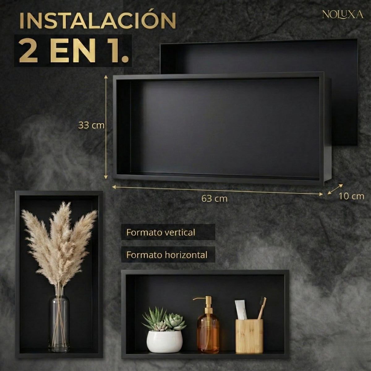 HORNACINA RECTANGULAR 63X33CM CON LUZ LED SERIE OCEANIC