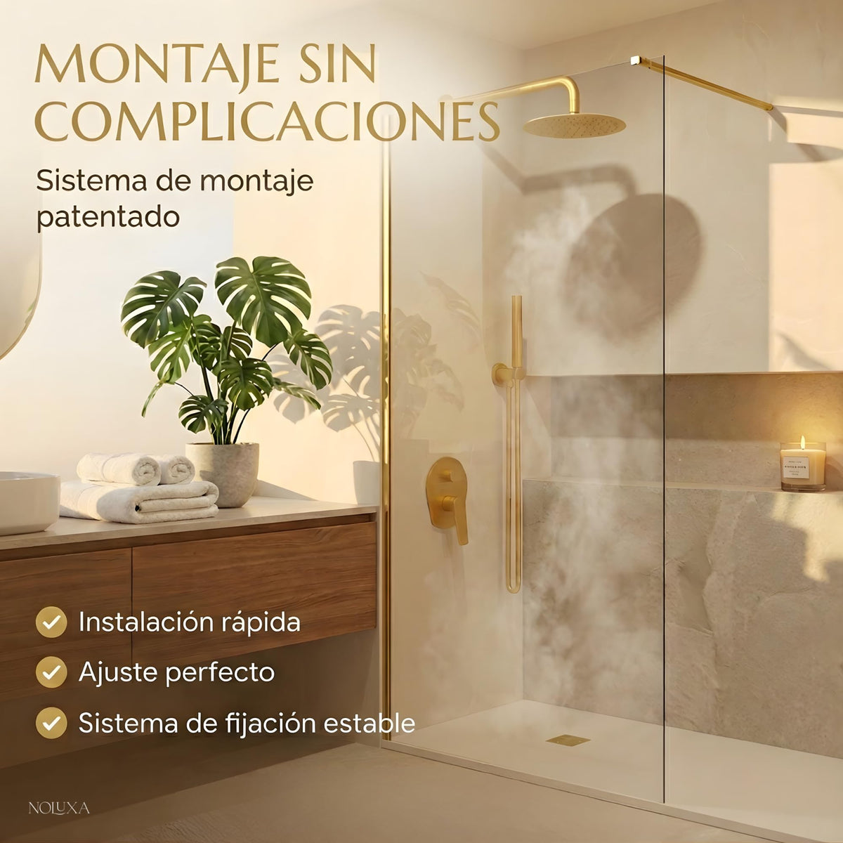 MAMPARA FIJA TRANSPARENTE SERIE SCREEN 6MM - Oro Cepillado