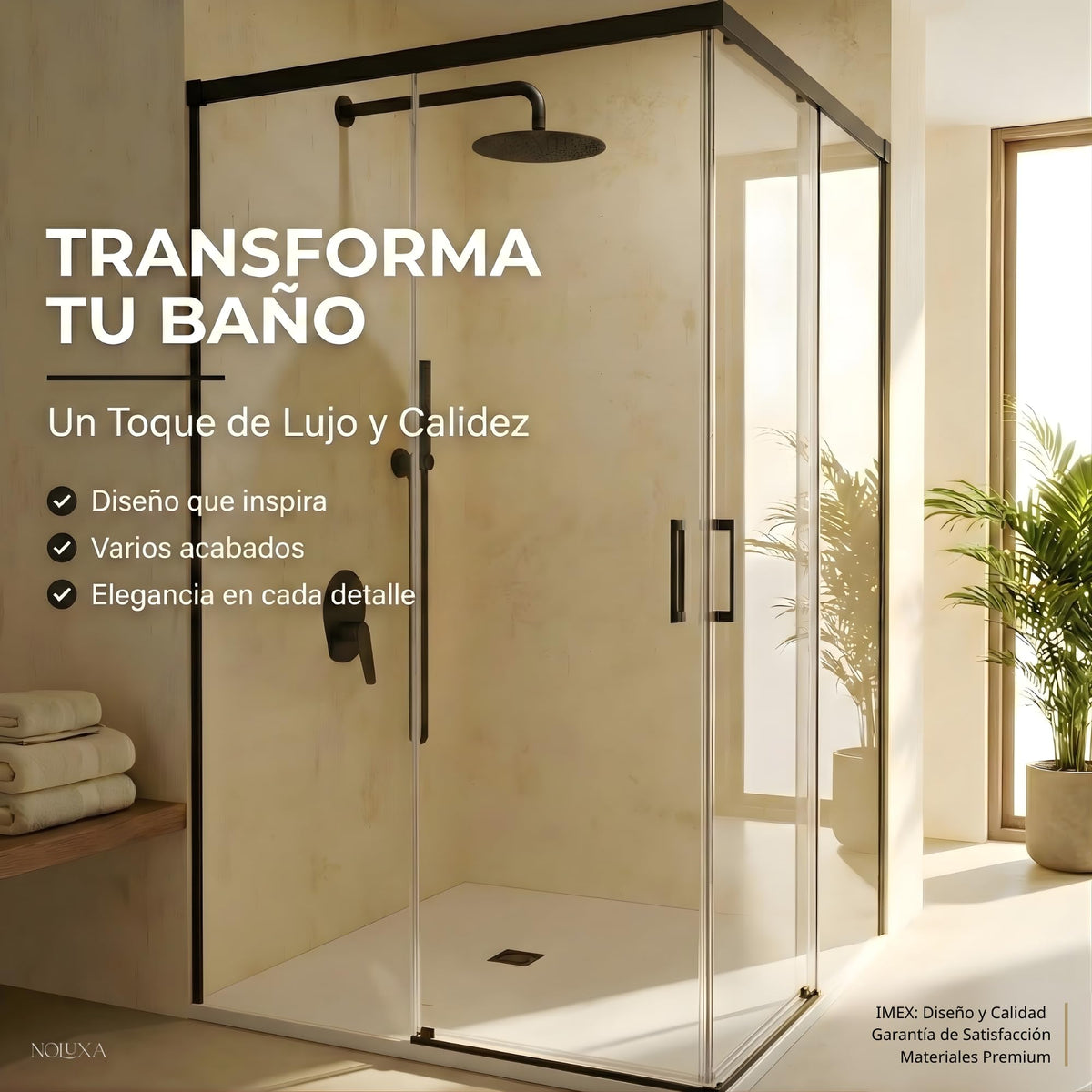MAMPARA ANGULAR 2 FIJAS + 2 CORREDERAS SERIE EASY - Negro Mate