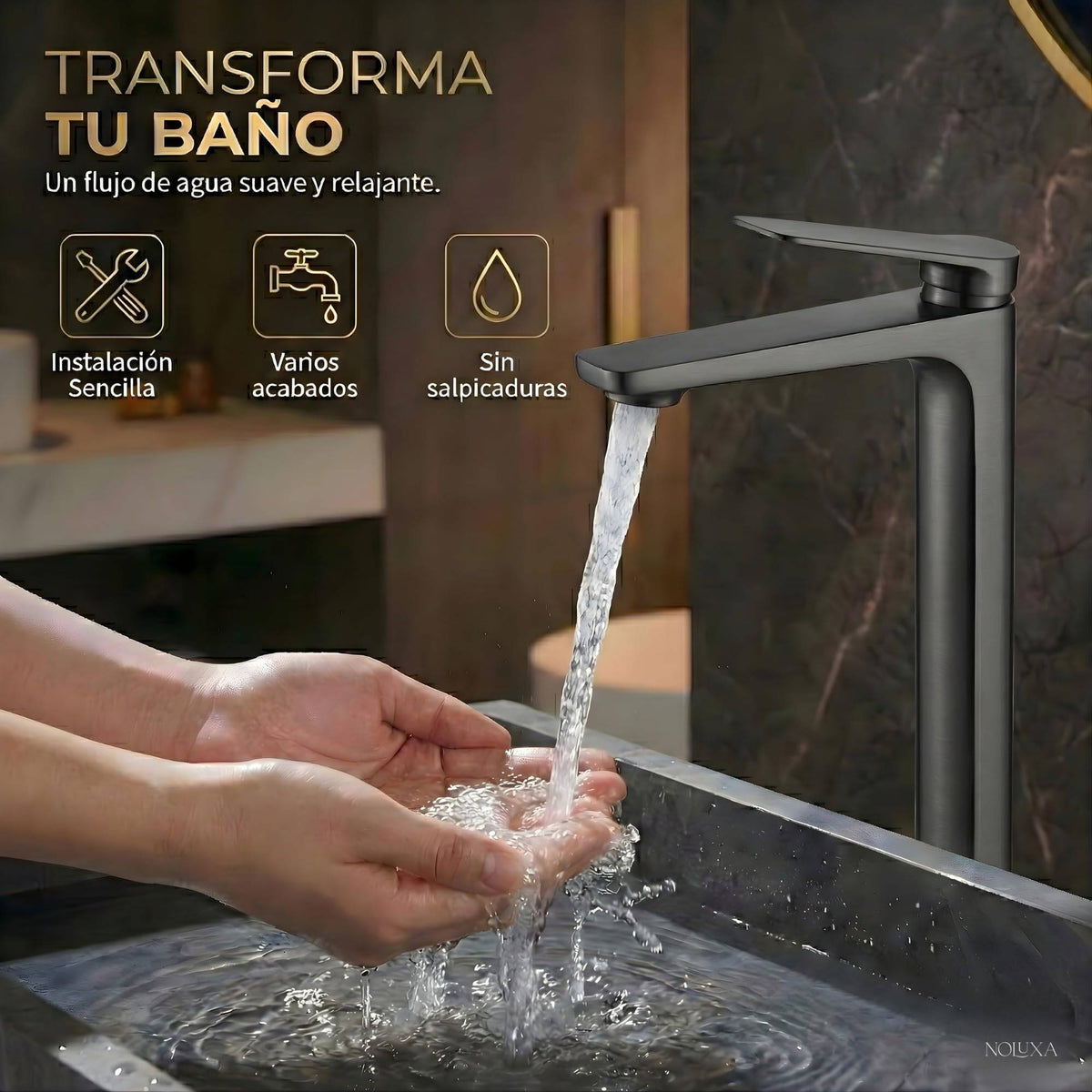 GRIFO LAVABO CAÑO ALTO MONOMANDO SERIE NÁPOLES