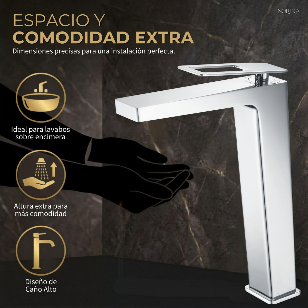 GRIFO LAVABO CAÑO ALTO MONOMANDO SERIE SUECIA