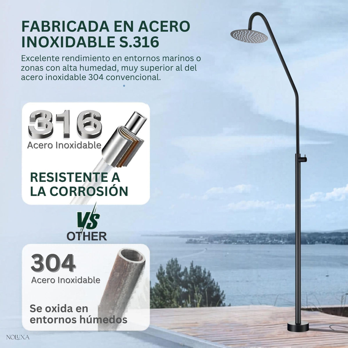 DUCHA PISCINA EXTERIOR EN ACERO INOX. S.316 SERIE ALASKA