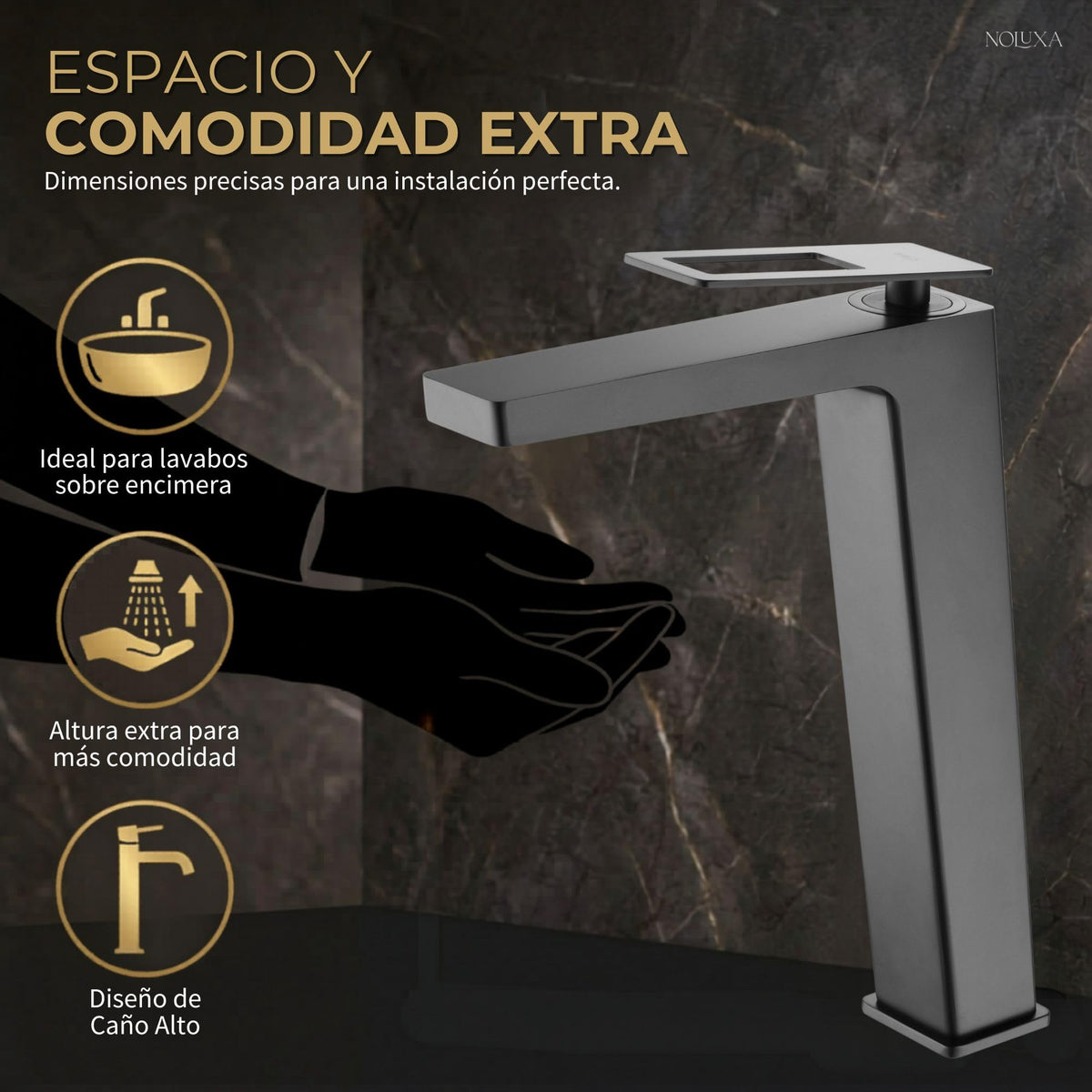 GRIFO LAVABO CAÑO ALTO MONOMANDO SERIE SUECIA