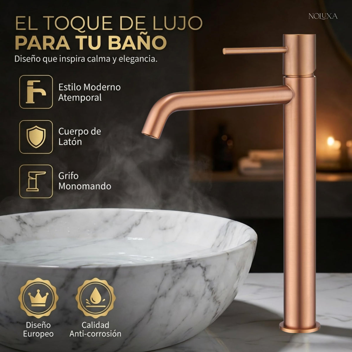 GRIFO LAVABO CAÑO ALTO MONOMANDO SERIE MONZA