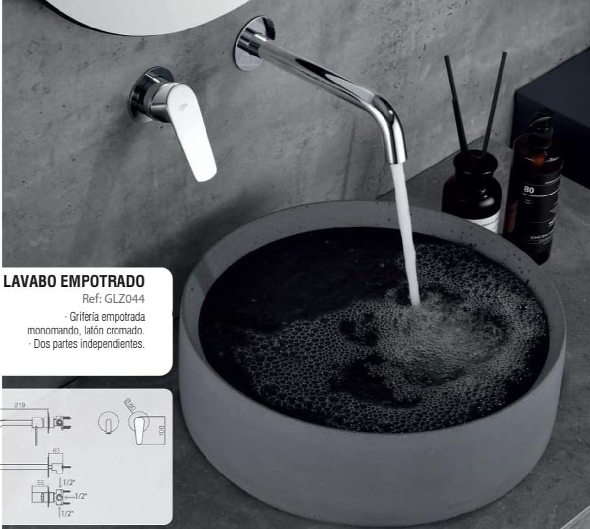 GRIFO LAVABO EMPOTRADO MONOMANDO SERIE BELGICA